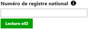 Numéro de registre national avec bouton Lire eID