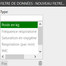 Filtre une valeur sélectionnée