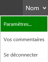 Menu des paramètres