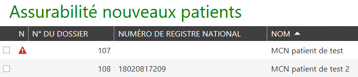 p. ex. nouveaux patients