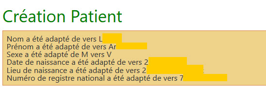 Champs lus via la carte d’identité électronique