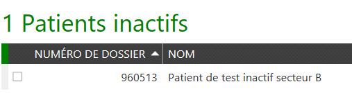 Patient inactif du secteur B