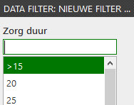 Filter groter dan 15