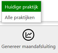 knop genereer maandafsluiting alle praktijken