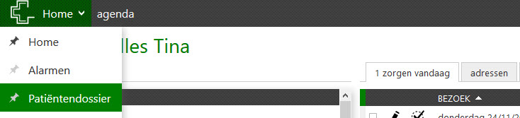 menu patiëntendossier