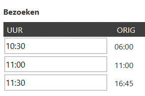 Bezoekuren wijzigen