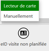 eID visite non planifiée via lecteur de cartes