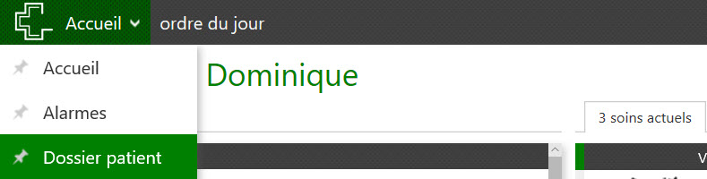menu dossier patient