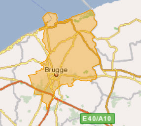 Secteur Bruges sur la carte